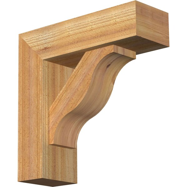 Ekena Millwork Funston Block Rough Sawn Bracket w/ Offset Brace, Western Red Cedar, 6"W x 18"D x 18"H BKT0604X18X18FST05RWR - main